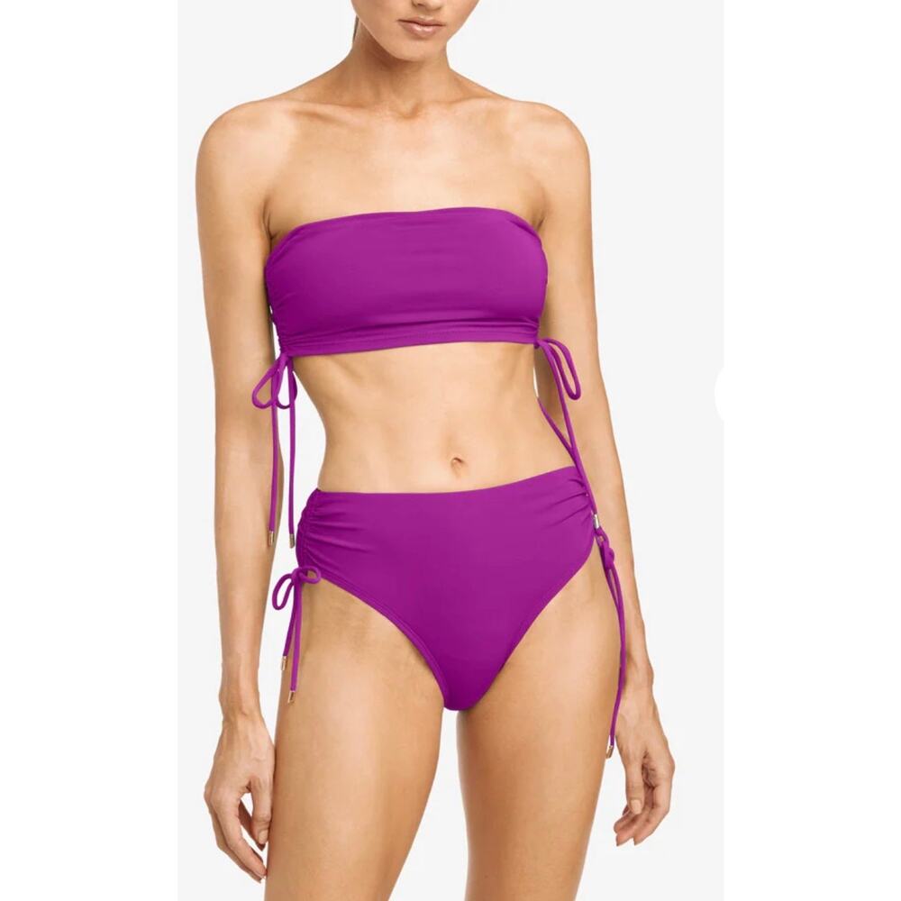 ROBIN PICCONE AUBREY HIGH WAIST BIKINI BOTTOM BOUGAINVILLEA Size XS